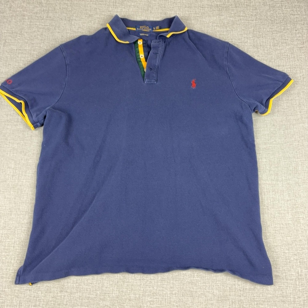 Polo Ralph Lauren Polo Shirt Mens XL Blue Custom Slim Fit Short Sleeve Pony Logo